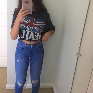 Blue jeans with rip